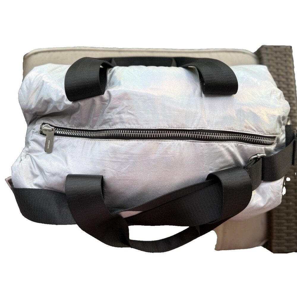 TOPSHOP Silver Iridescent Metallic Y2K Gym Shoulder Bag / Weekender Duffel Bag